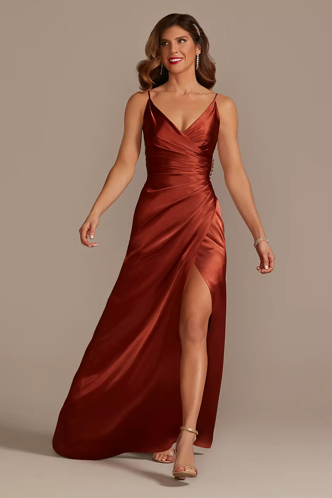 Charmeuse Draped Strappy Dresses - XNAUWBI