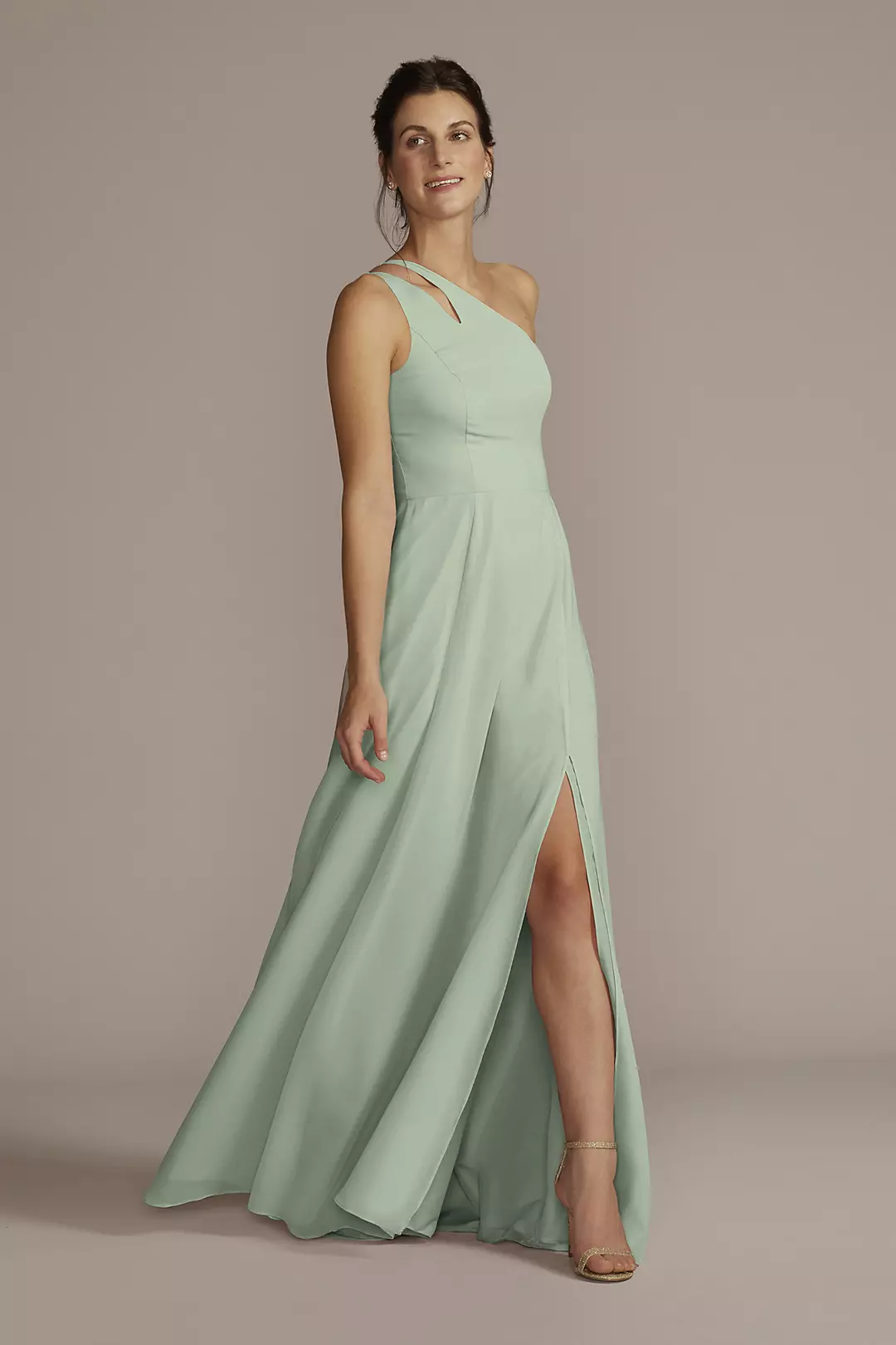 Chiffon One-Shoulder Cutout Dresses - XNAUWBI