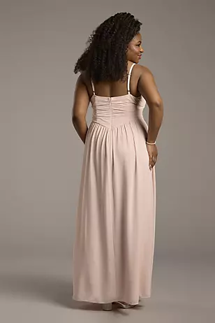 Chiffon Spaghetti Strap A-Line Dress with Slit Dress - XNAUWBI