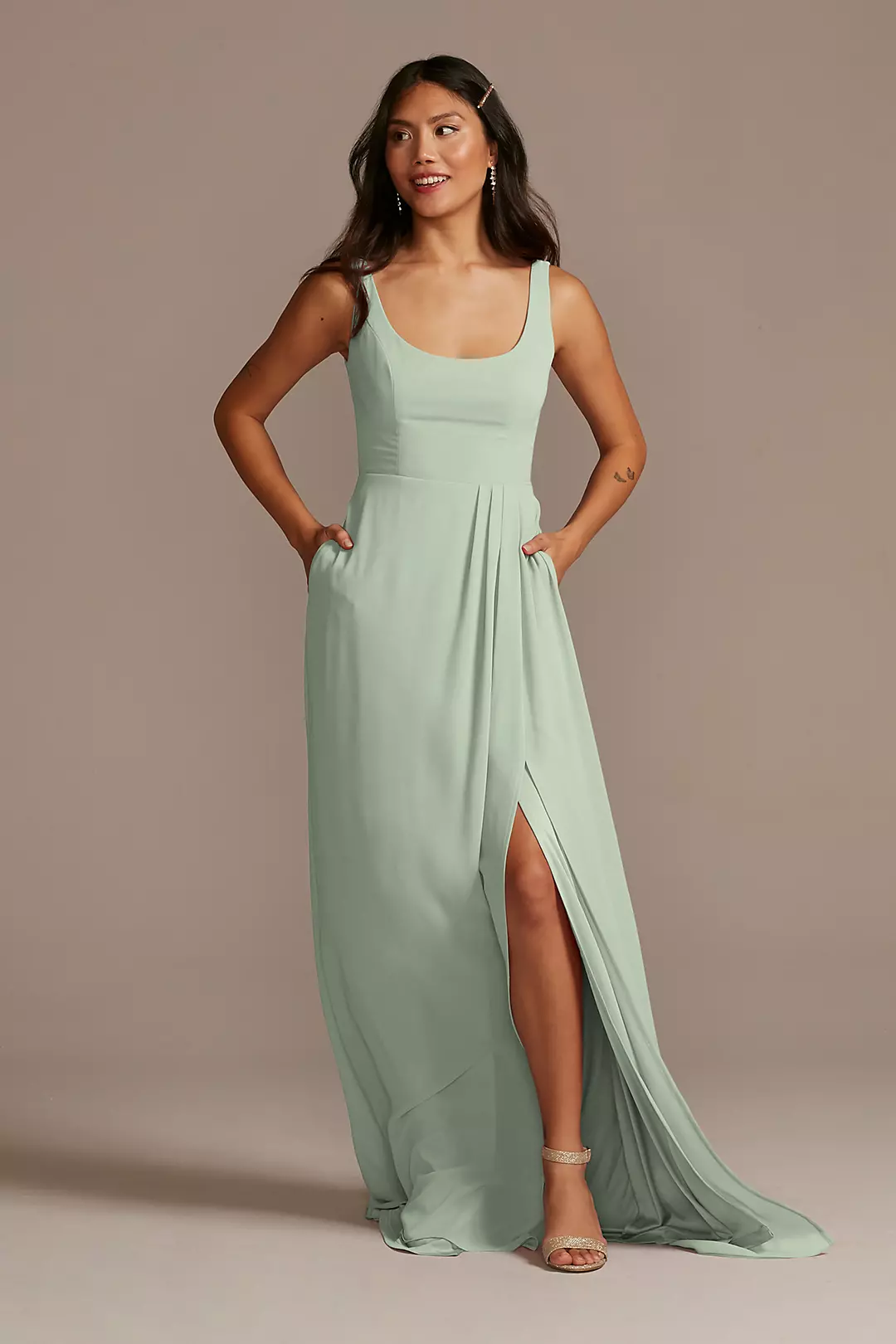 Chiffon Tank Scoop Neck Dresses - XNAUWBI