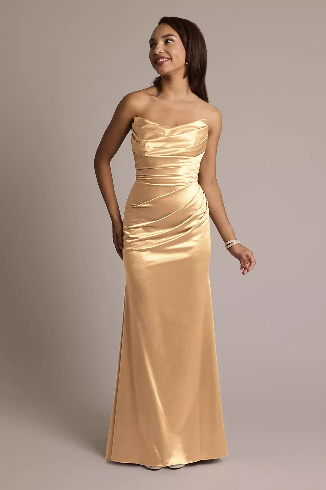 Sculpting Shiny Satin Strapless Mermaid Dresses - XNAUWBI