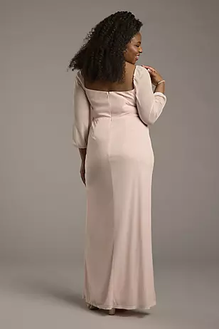 Mesh Billow Sleeve Sheath Dresses - XNAUWBI