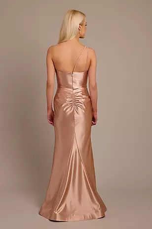 Sculpting Shiny Satin One-Shoulder Knot Dresses - XNAUWBI