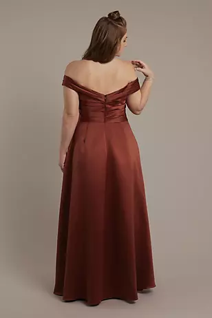 Matte Satin Off-the-Shoulder Ball Gown Dresses - XNAUWBI
