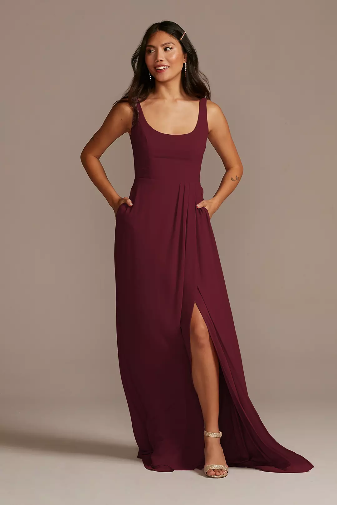 Chiffon Tank Scoop Neck Dresses - XNAUWBI