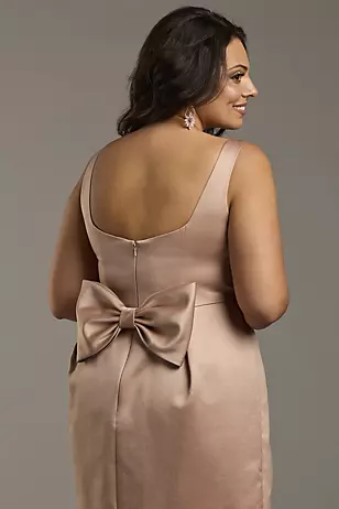 Matte Satin Tank Midi Dress with Bow Back Dress - XNAUWBI
