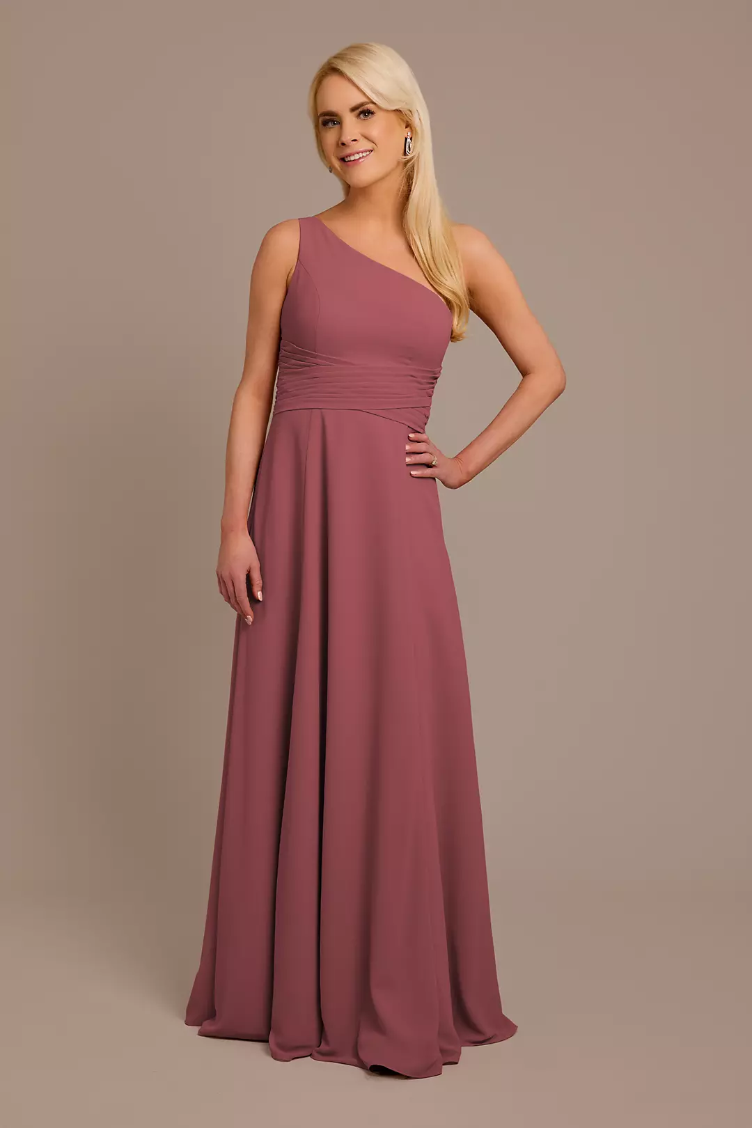 Chiffon One-Shoulder Dress with Tie Dress - XNAUWBI