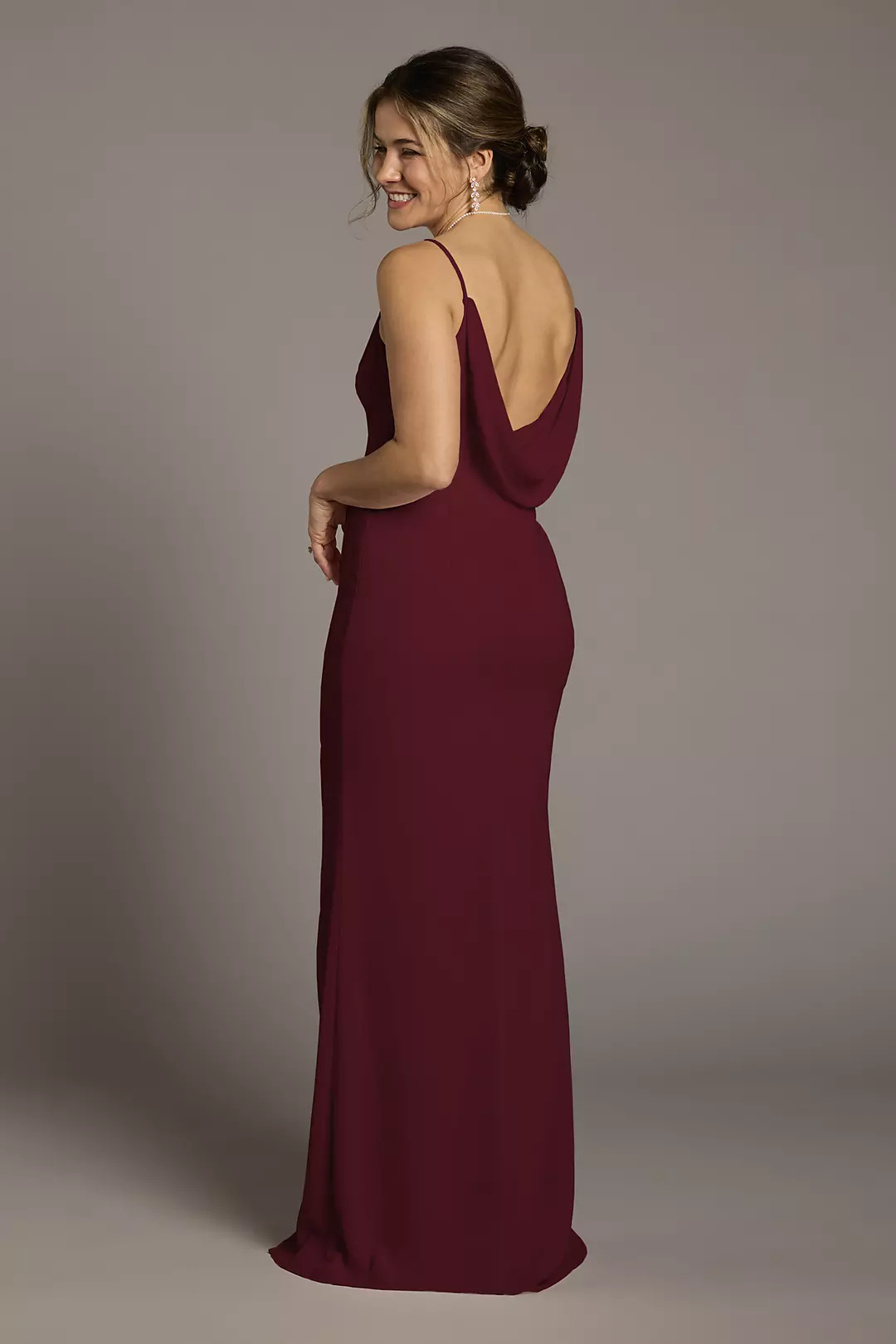 Chiffon Cowl Back V-Neck Sheath Dresses - XNAUWBI
