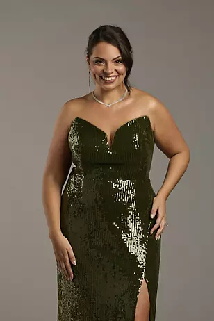 Strapless Sequin Notch Neckline Sheath Dresses - XNAUWBI