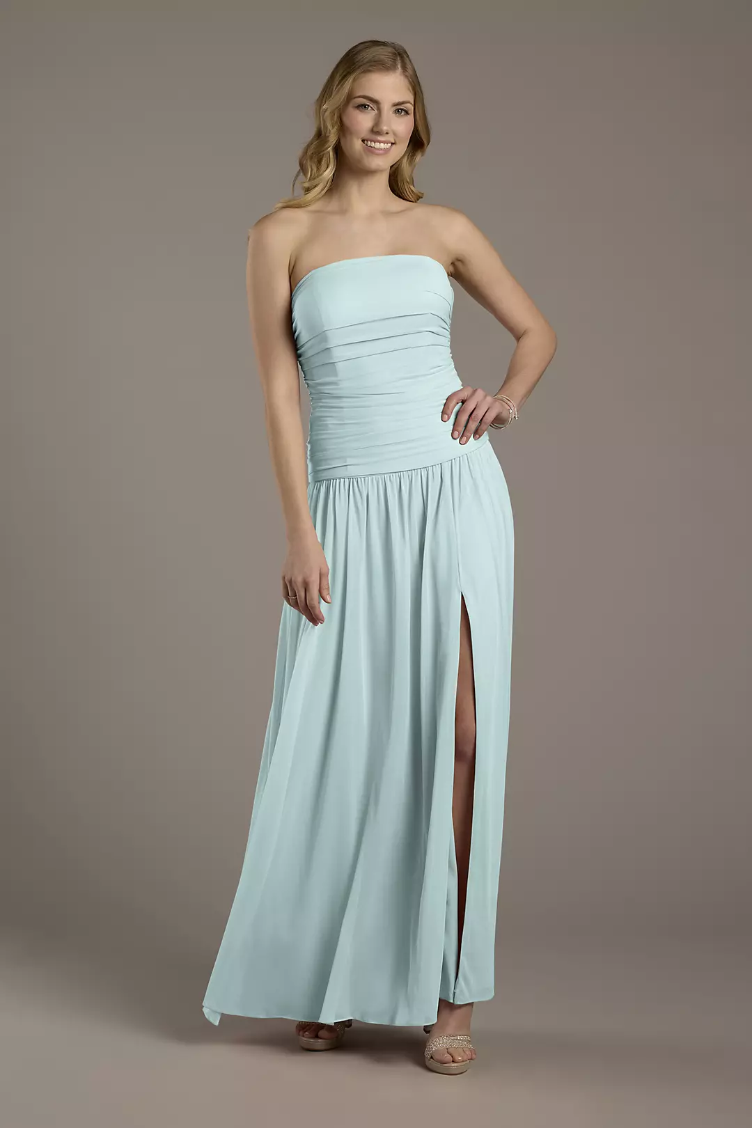Mesh Strapless Drop Waist Dresses - XNAUWBI