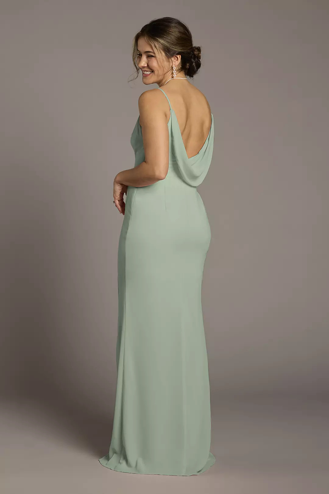 Chiffon Cowl Back V-Neck Sheath Dresses - XNAUWBI