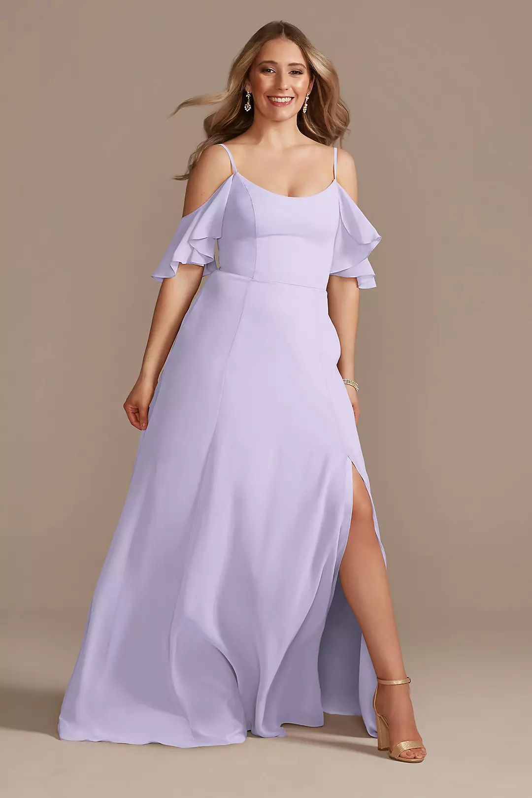 Cold-Shoulder Long Chiffon Dresses - XNAUWBI