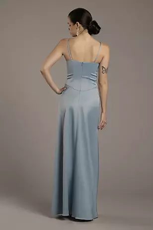 Stretch Matte Satin Basque Waist Sheath Dresses - XNAUWBI