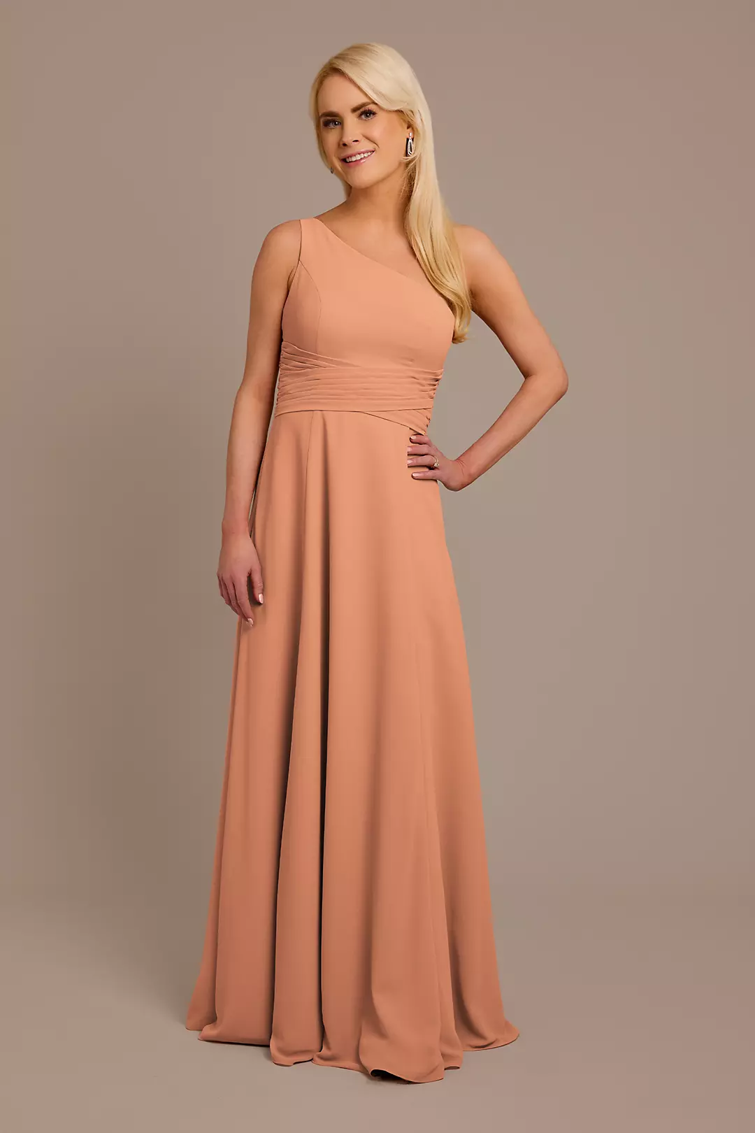 Chiffon One-Shoulder Dress with Tie Dress - XNAUWBI