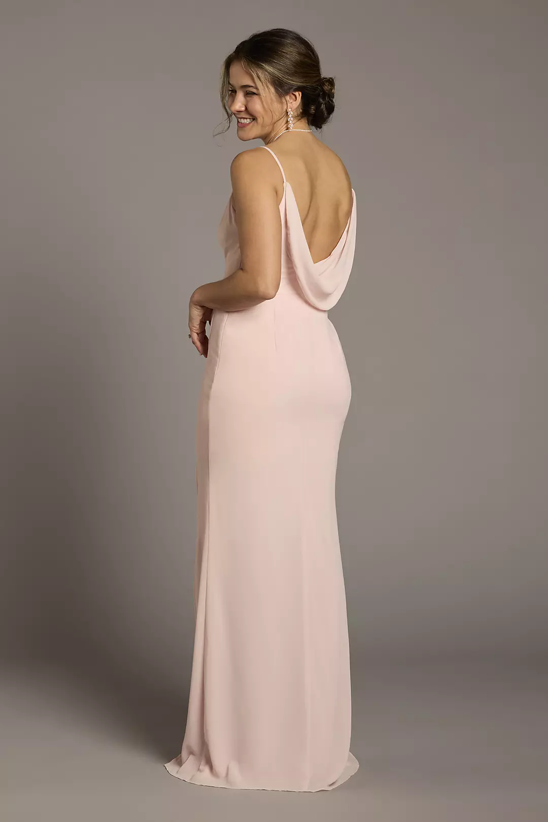 Chiffon Cowl Back V-Neck Sheath Dresses - XNAUWBI
