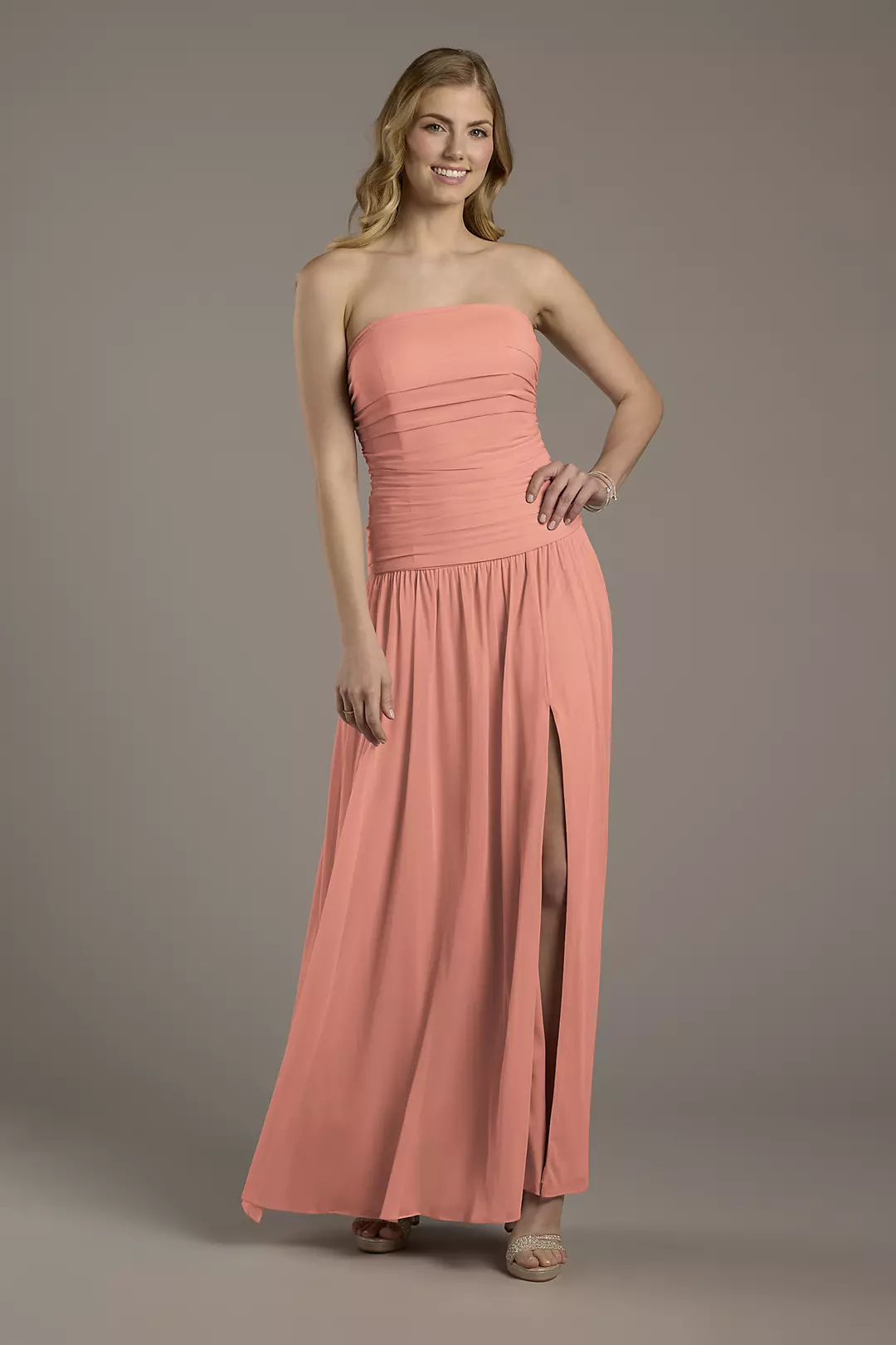 Mesh Strapless Drop Waist Dresses - XNAUWBI