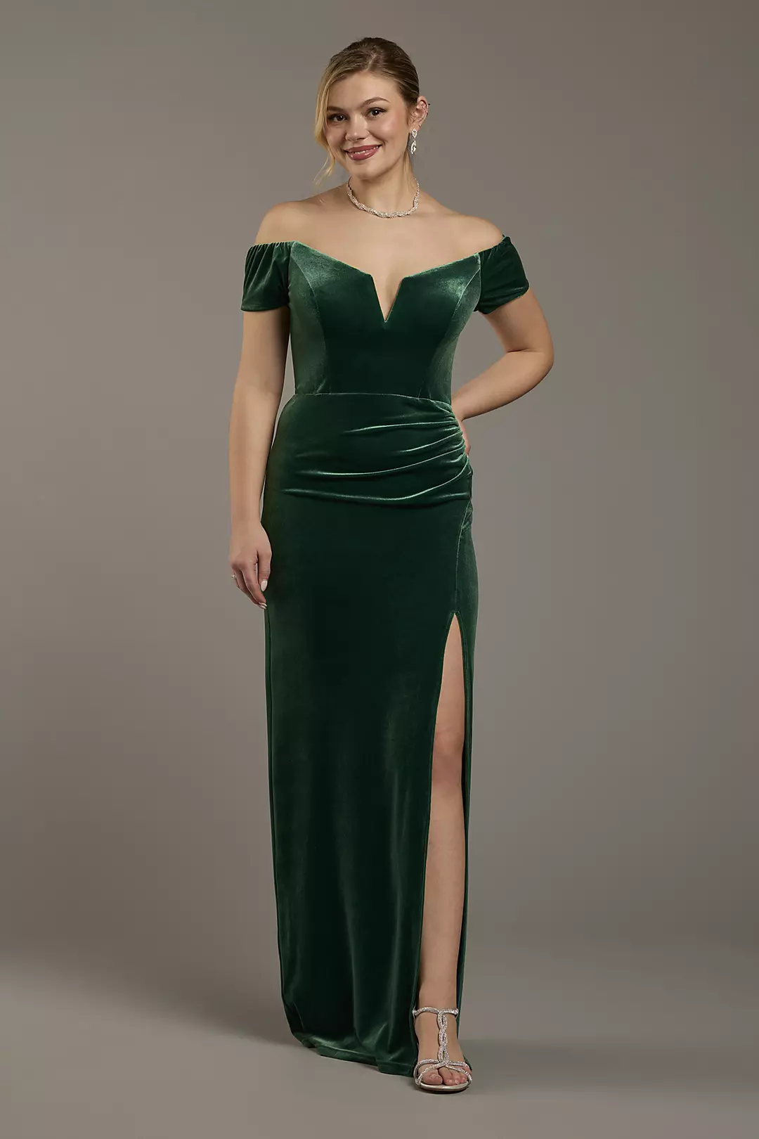 Velvet Off-the-Shoulder Notch Neck Sheath Dresses - XNAUWBI