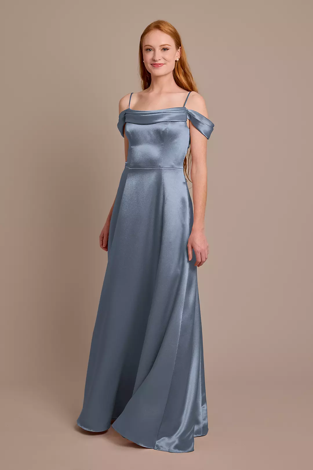 Luxe Charmeuse Off-the-Shoulder Dresses - XNAUWBI