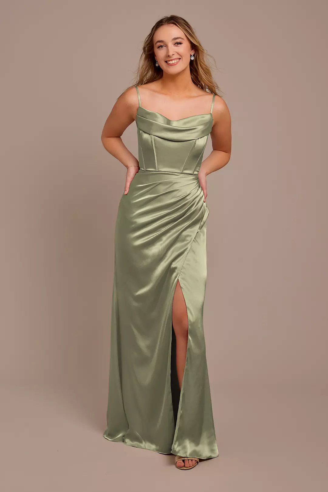 Charmeuse Cowl Spaghetti Strap Dresses - XNAUWBI