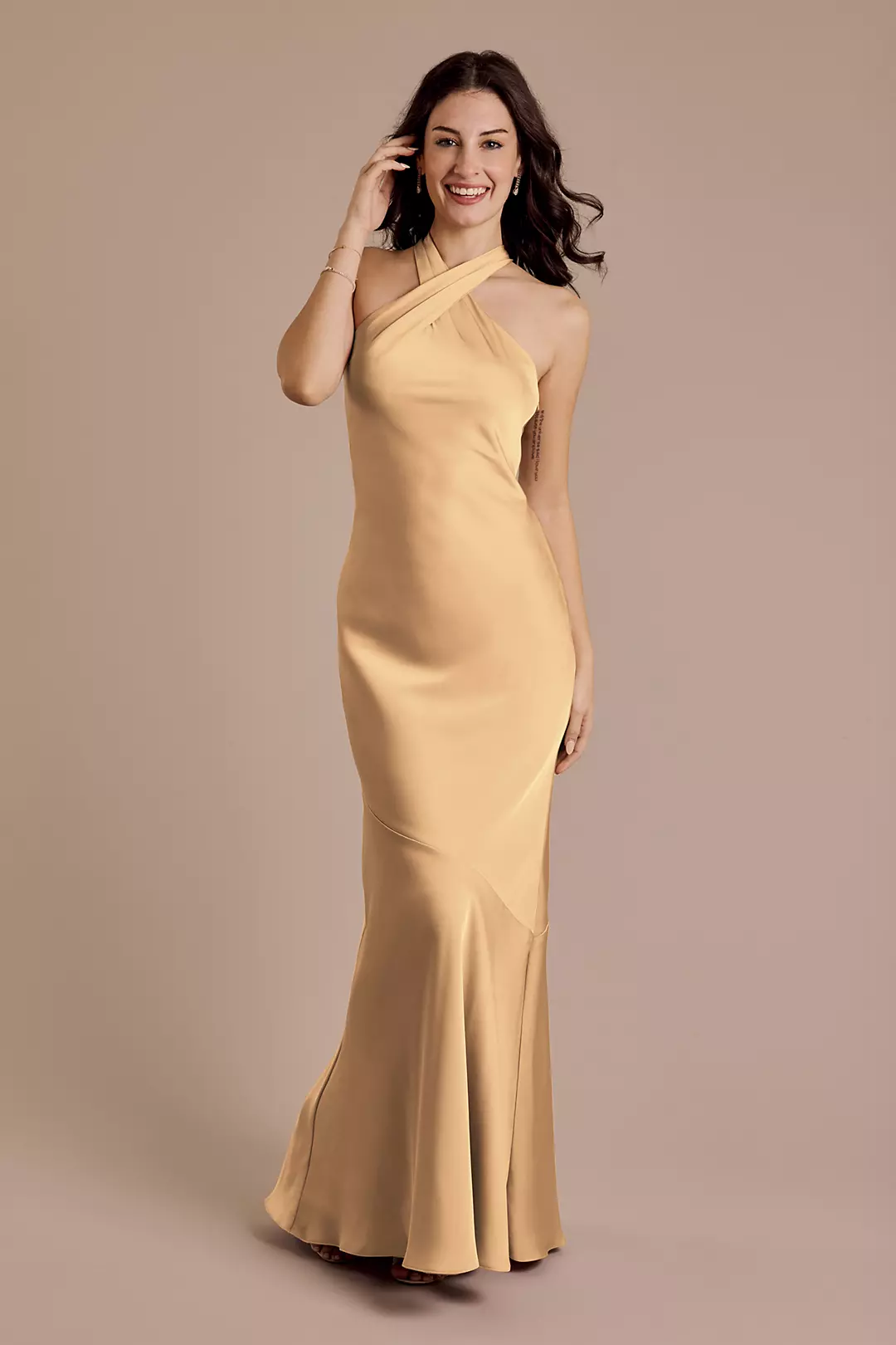 Matte Satin Y-Neck Bias Sheath Dresses - XNAUWBI