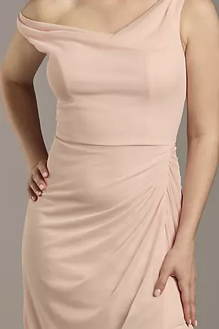 Mesh Cowl Neck Ruched A-Line Dresses - XNAUWBI