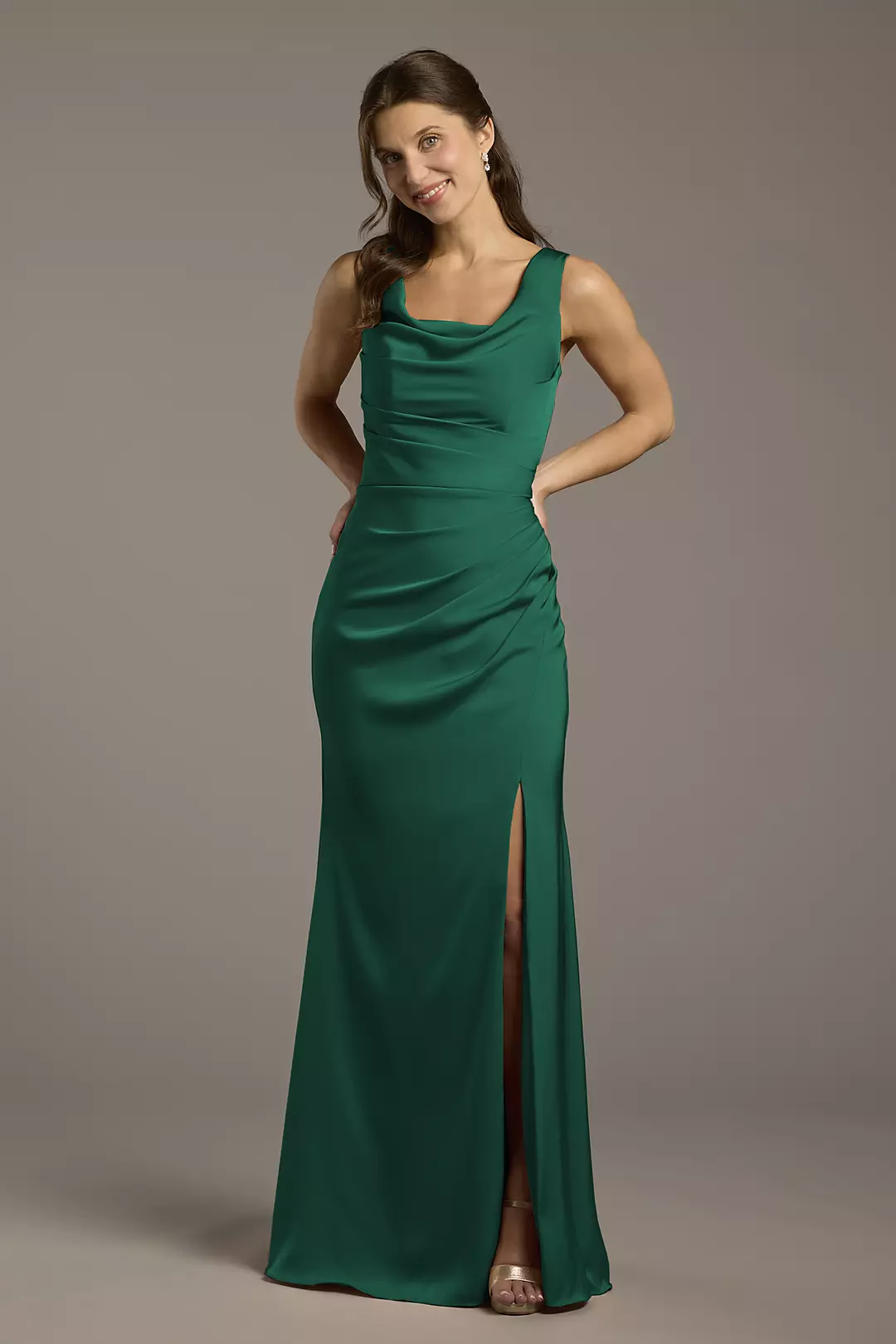 Matte Satin Cowl Neck Sheath Dresses - XNAUWBI