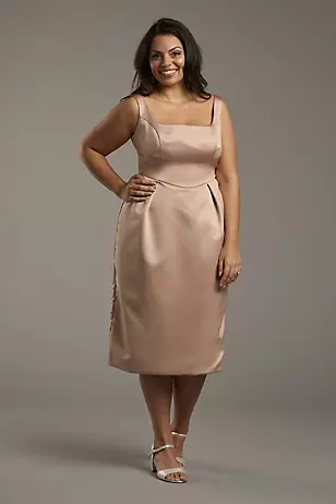 Matte Satin Tank Midi Dress with Bow Back Dress - XNAUWBI