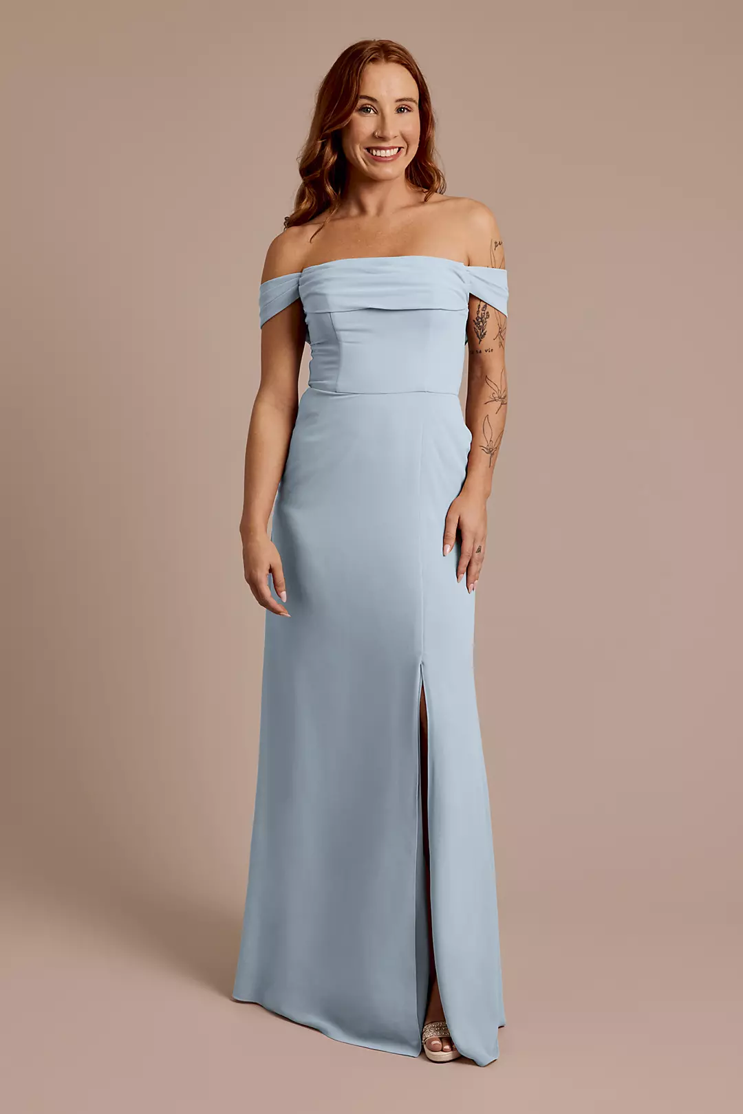 Chiffon Off-the-Shoulder Draped Dresses - XNAUWBI