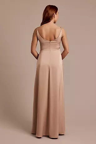 Matte Satin Spaghetti Strap Surplice A-Line Dresses - XNAUWBI