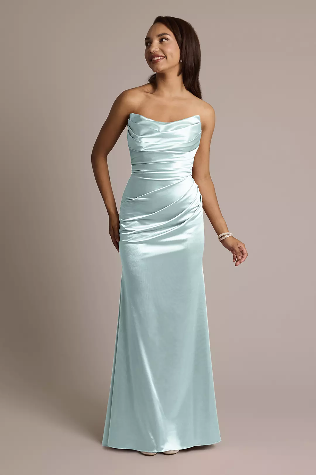 Sculpting Shiny Satin Strapless Mermaid Dresses - XNAUWBI