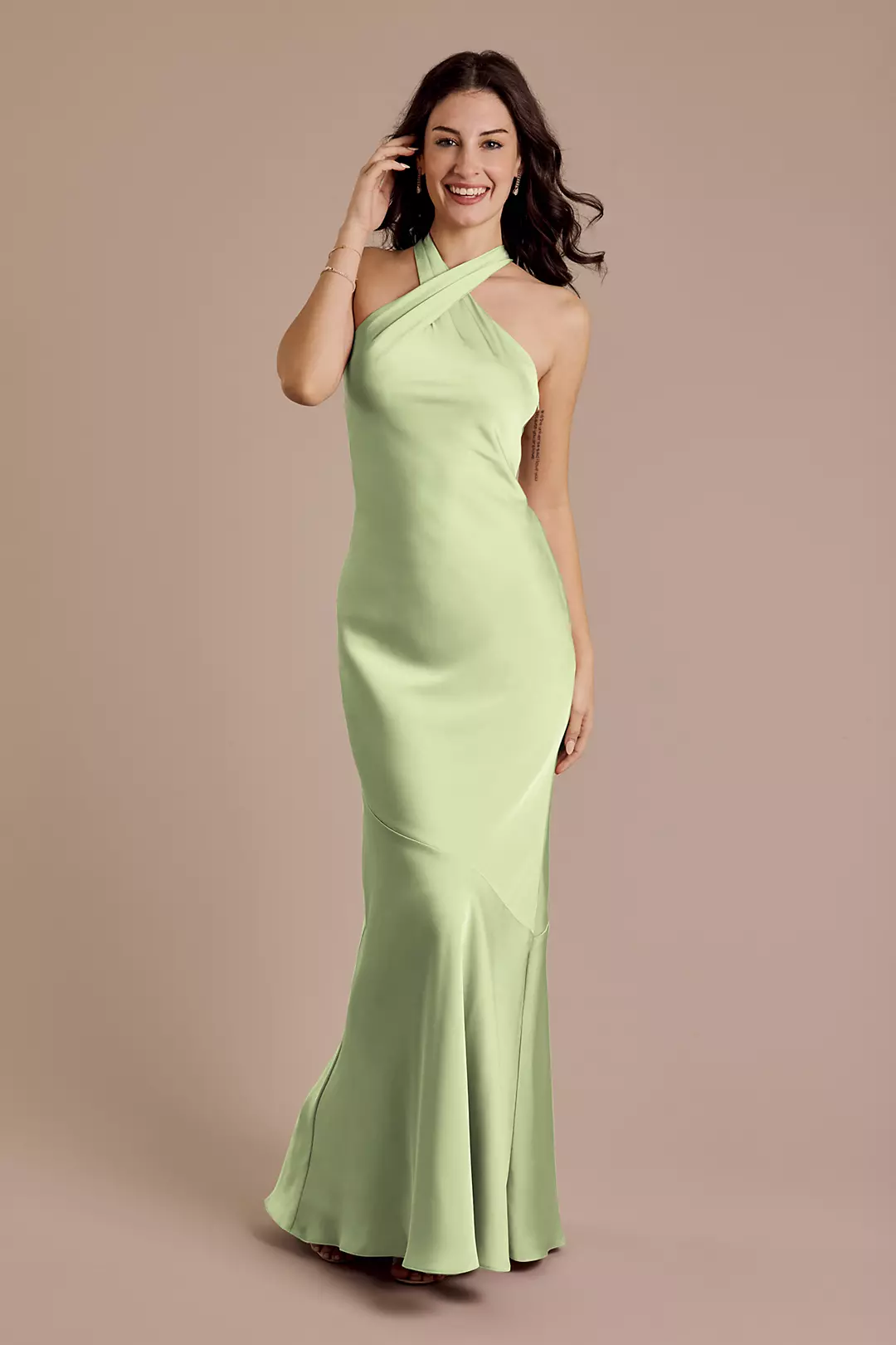 Matte Satin Y-Neck Bias Sheath Dresses - XNAUWBI