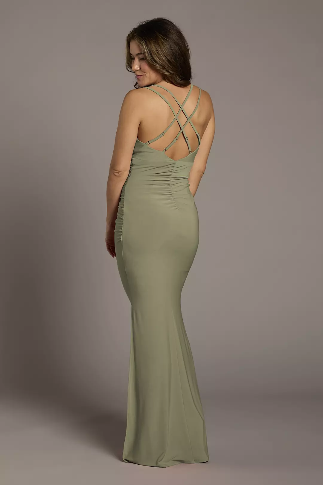 Jersey Cowl Neck Cross Back Sheath Dresses - XNAUWBI