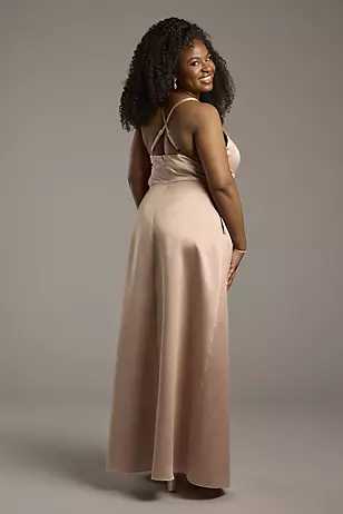 Satin Empire Waist Ball Gown Dress - XNAUWBI