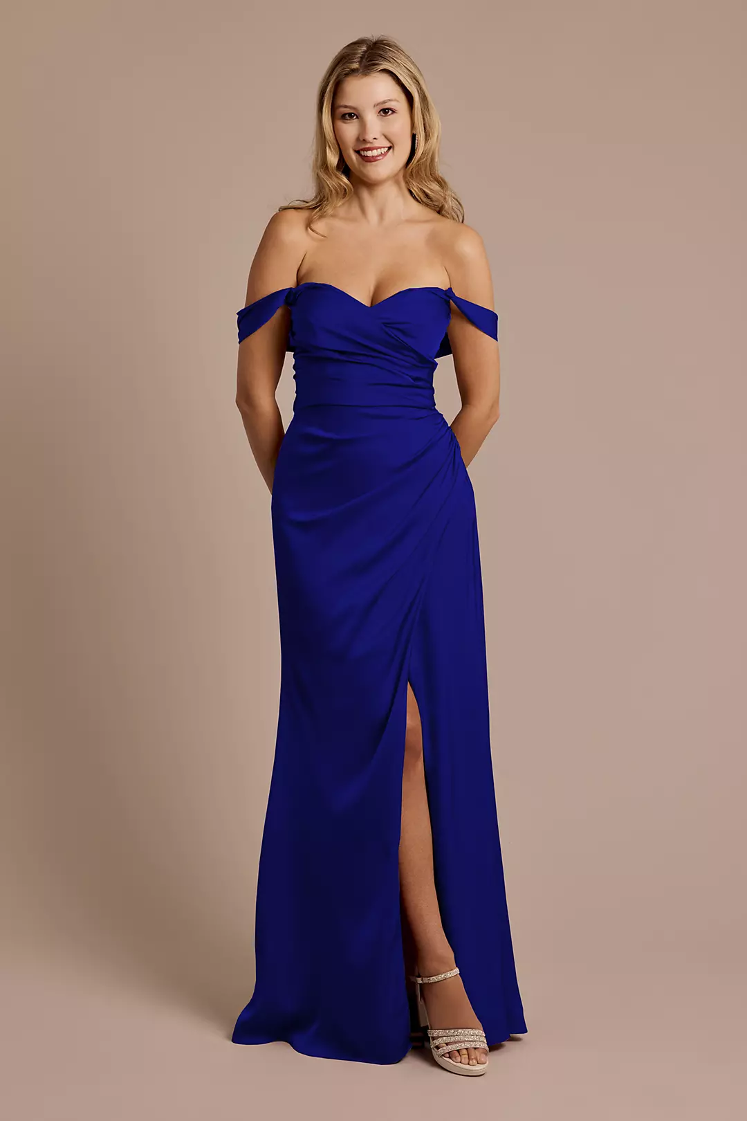 Matte Satin Off-the-Shoulder Sheath Dresses - XNAUWBI