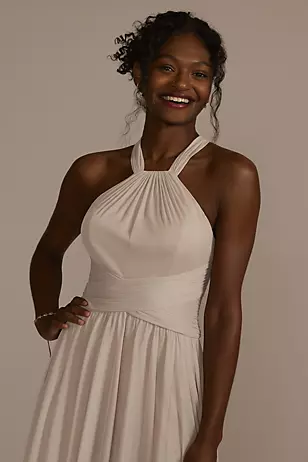 High-Neck Mesh Dress with Full Skirt Dress - XNAUWBI