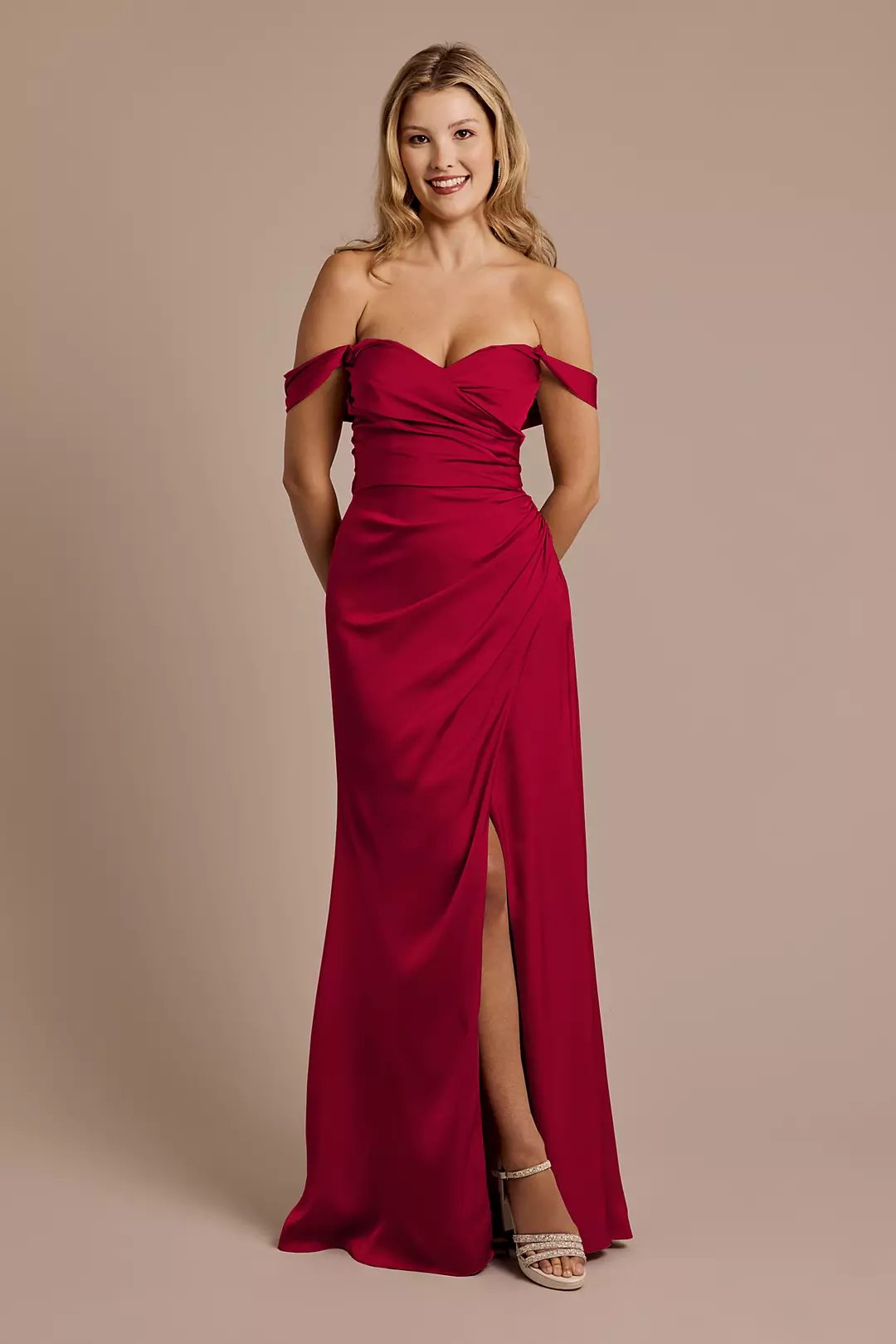 Matte Satin Off-the-Shoulder Sheath Dresses - XNAUWBI