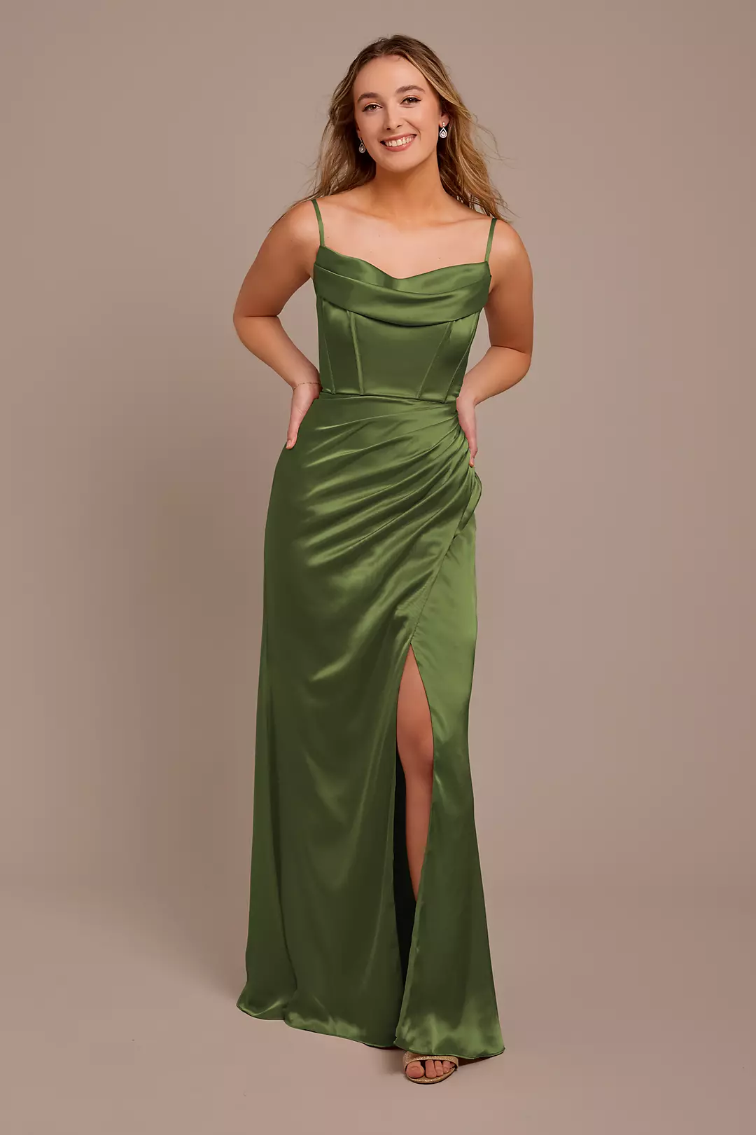 Charmeuse Cowl Spaghetti Strap Dresses - XNAUWBI