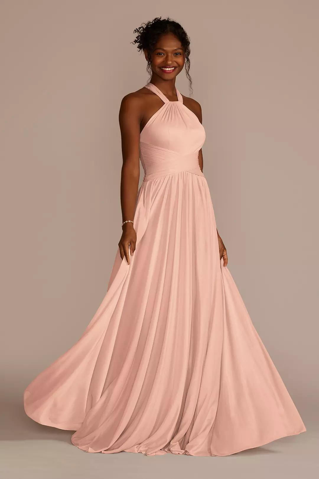 High-Neck Mesh Dress with Full Skirt Dress - XNAUWBI