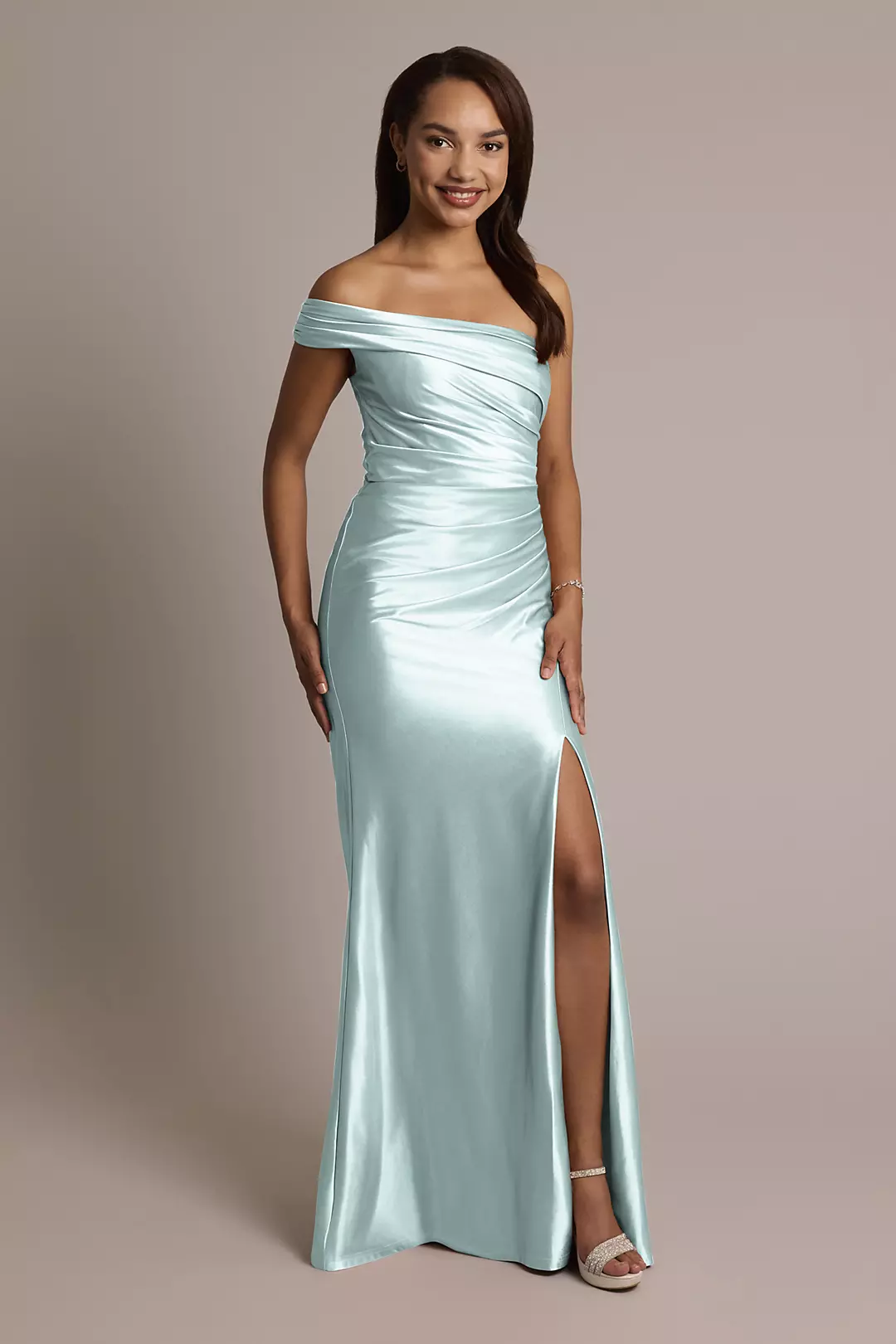 Sculpting Shiny Satin Ruched Sheath Dresses - XNAUWBI