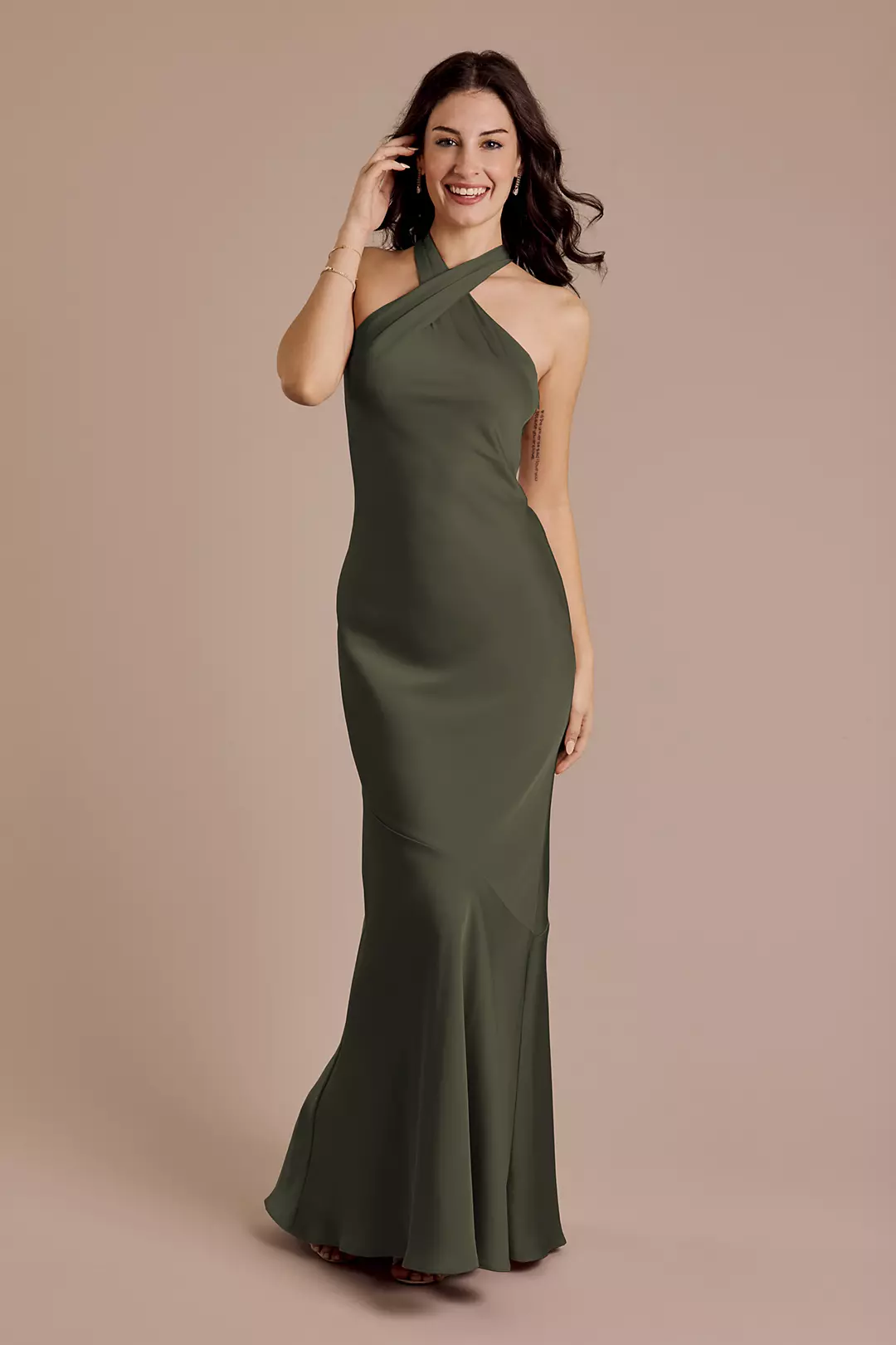 Matte Satin Y-Neck Bias Sheath Dresses - XNAUWBI