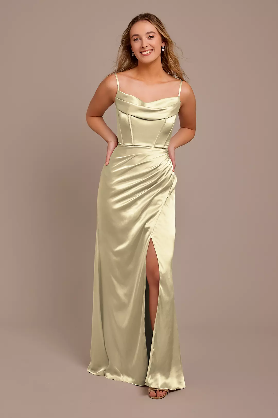 Charmeuse Cowl Spaghetti Strap Dresses - XNAUWBI