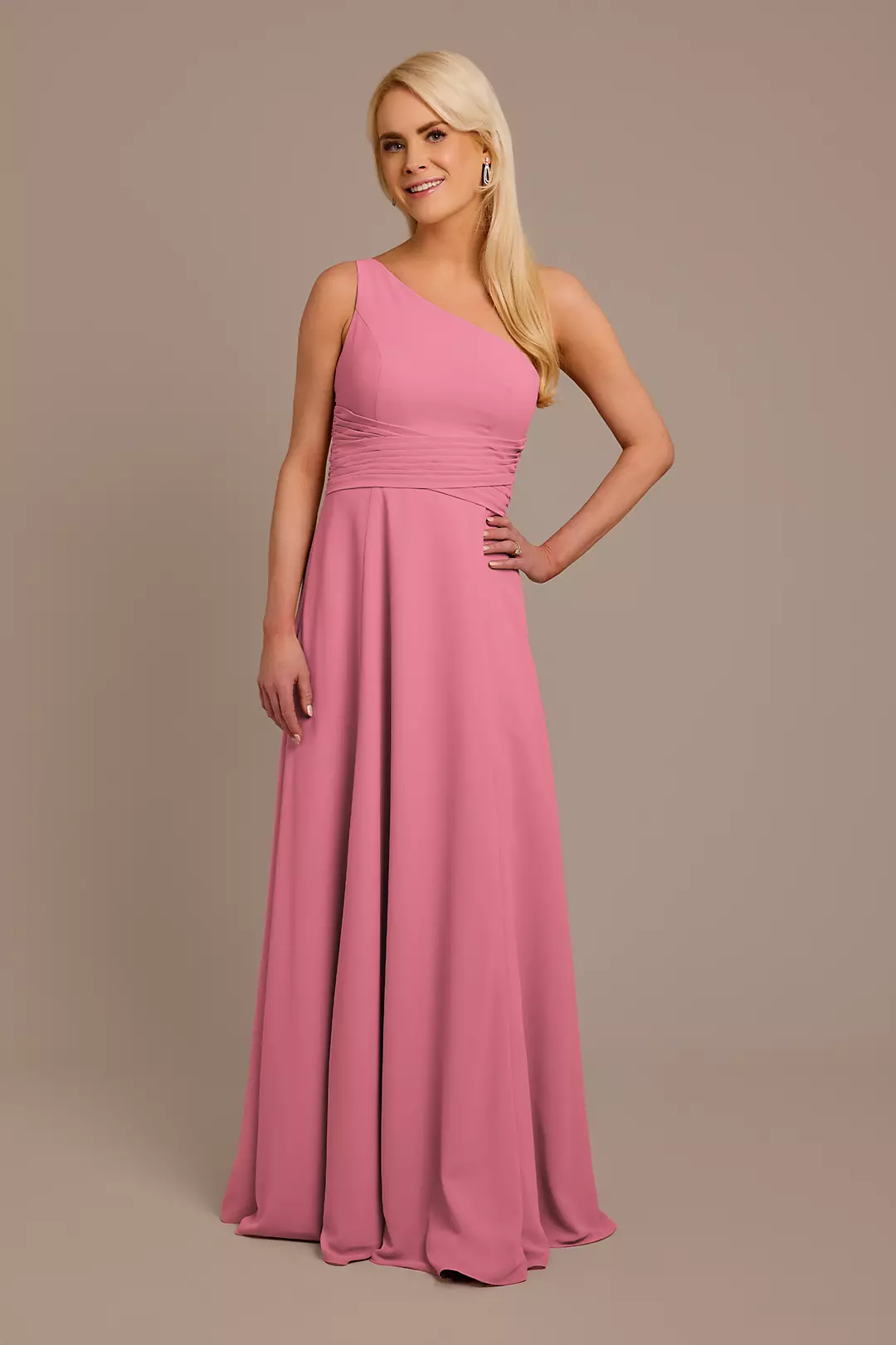 Chiffon One-Shoulder Dress with Tie Dress - XNAUWBI