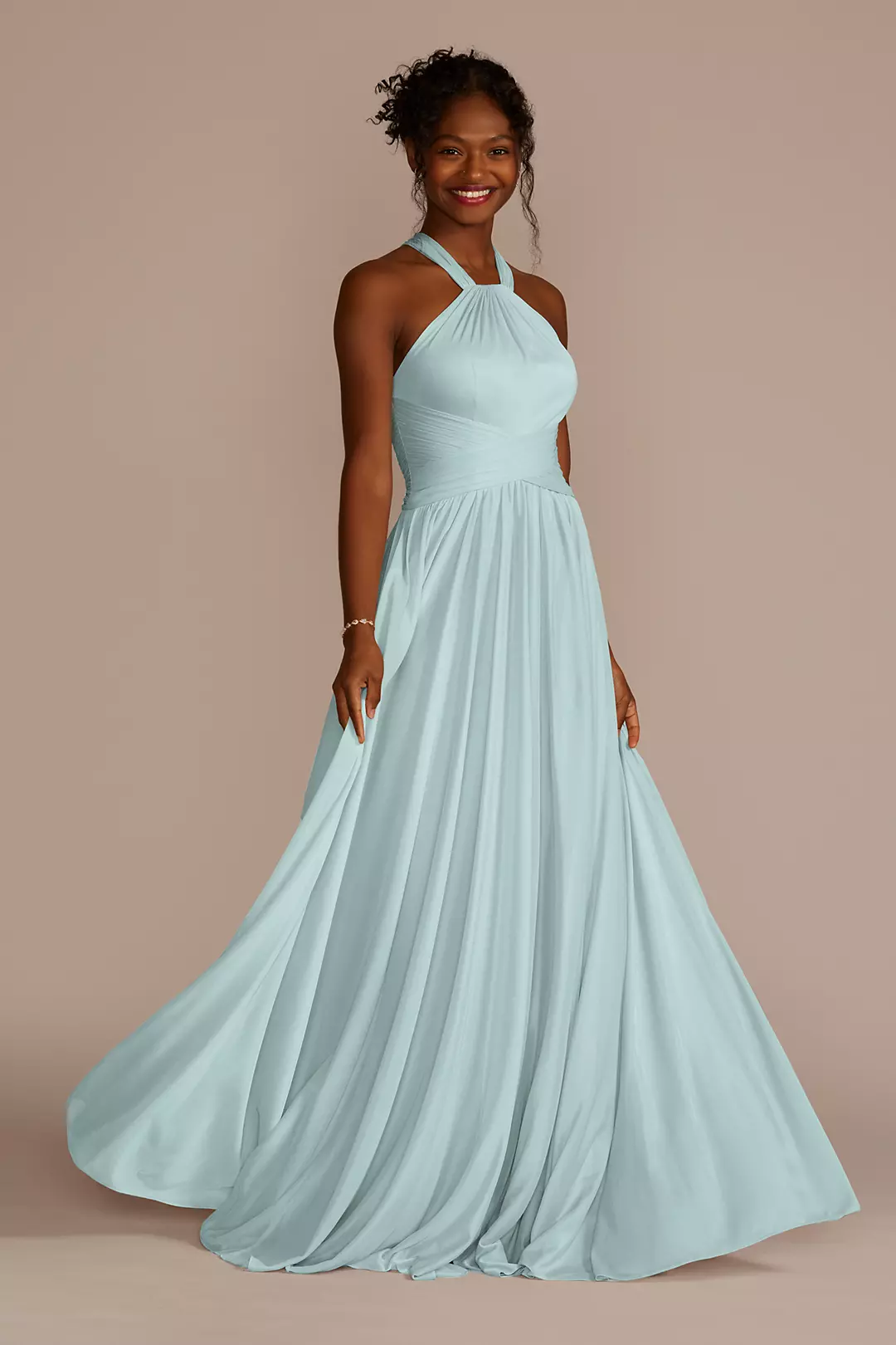 High-Neck Mesh Dress with Full Skirt Dress - XNAUWBI