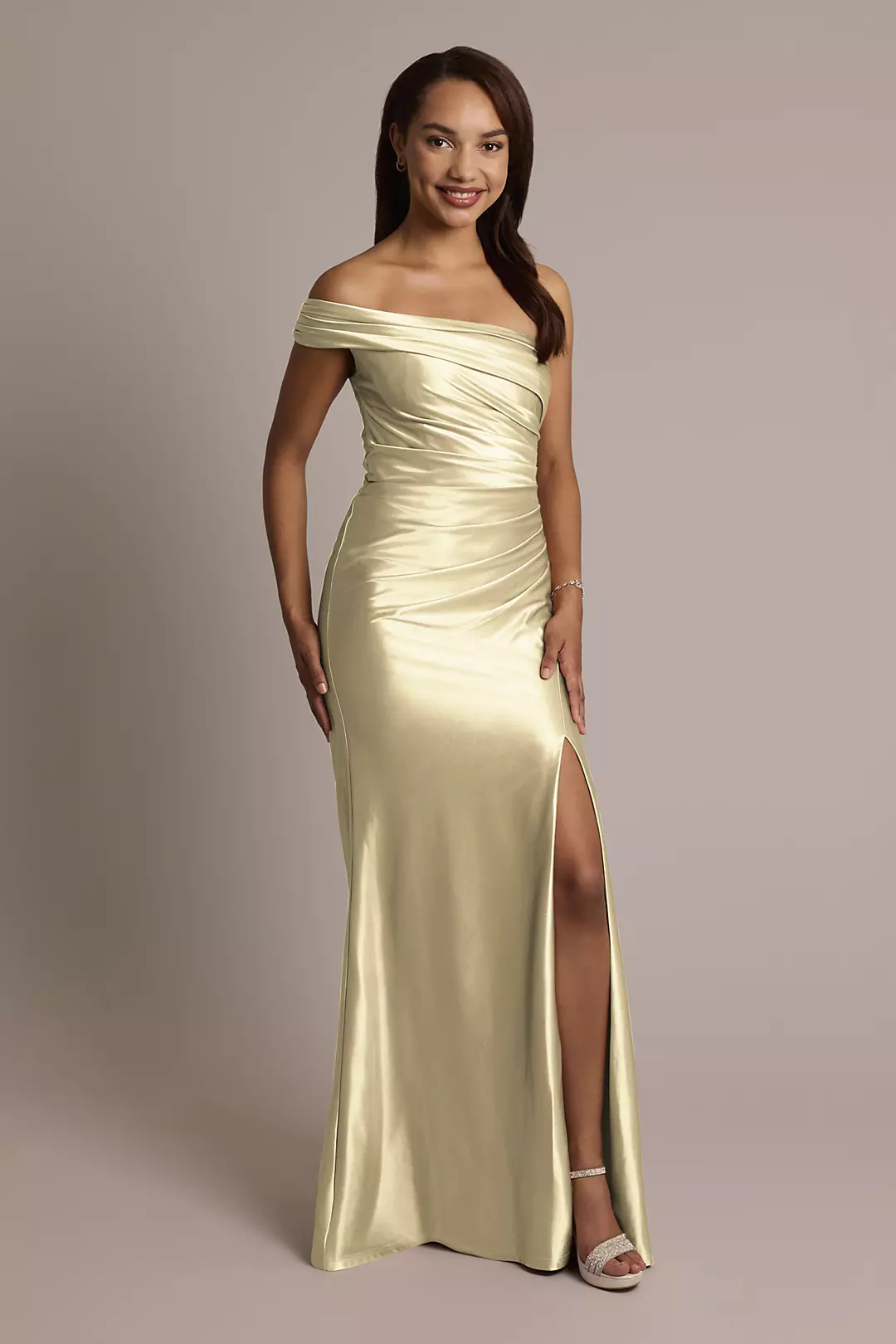 Sculpting Shiny Satin Ruched Sheath Dresses - XNAUWBI