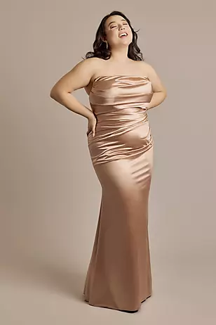 Sculpting Shiny Satin Strapless Mermaid Dresses - XNAUWBI