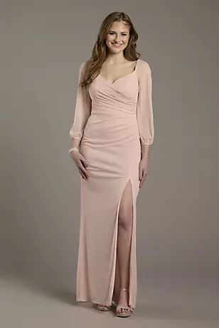 Mesh Billow Sleeve Sheath Dresses - XNAUWBI