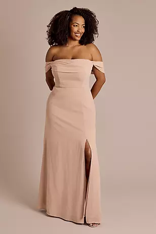 Chiffon Off-the-Shoulder Draped Dresses - XNAUWBI