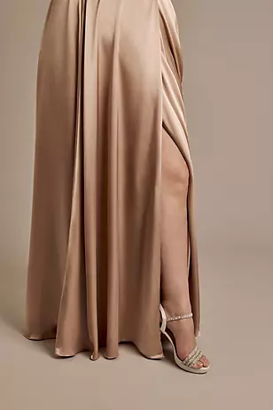 Charmeuse Cowl Off-the-Shoulder Dresses - XNAUWBI