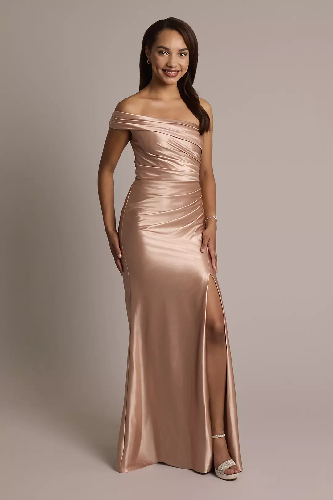 Sculpting Shiny Satin Ruched Sheath Dresses - XNAUWBI