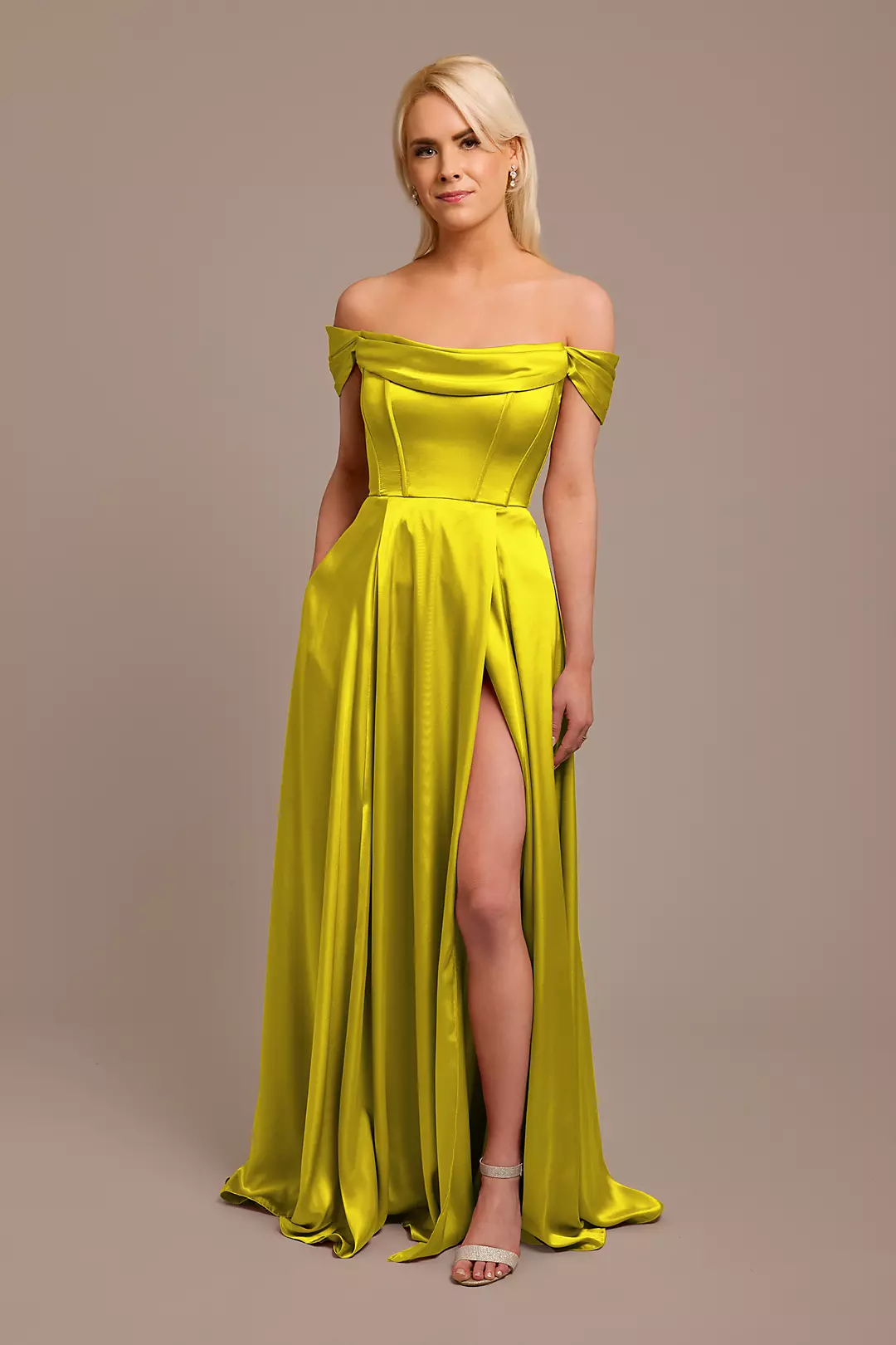 Charmeuse Cowl Off-the-Shoulder Dresses - XNAUWBI